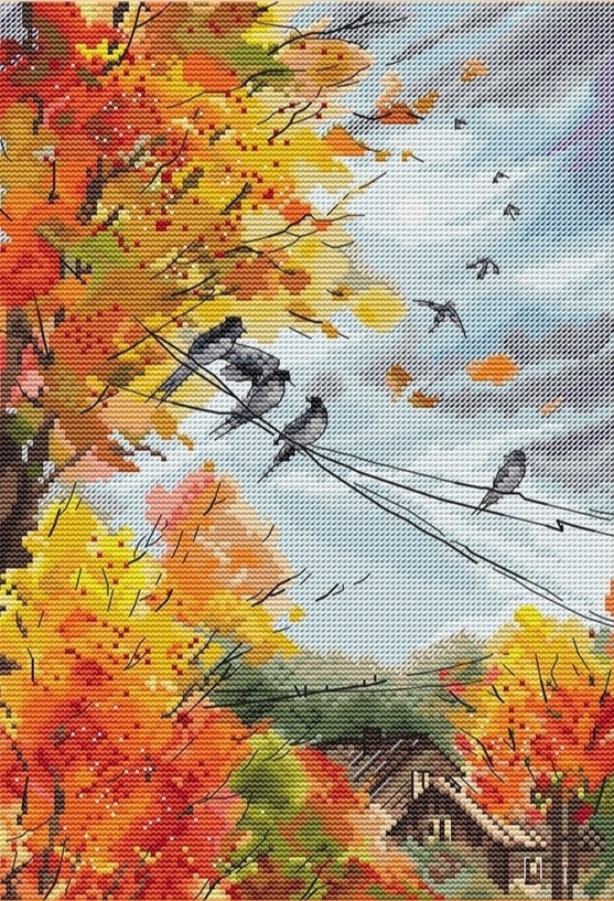 «Последние ласточки», 58 цветов, 116х168 крестиков. Фото из группы ВК "Авторские схемы Леоновой Юлии"