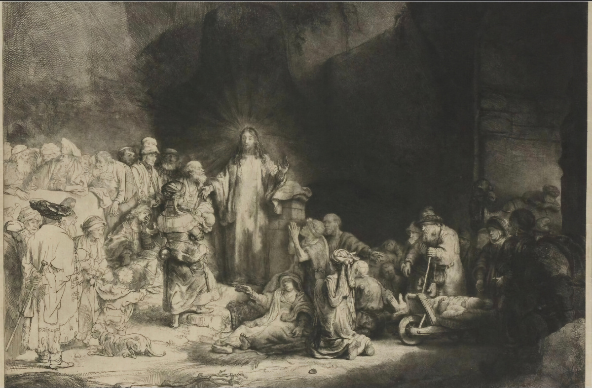 Рембрандт. Христос, исцеляющий больных. Офорт. 1648. Изображение из открытых источников 