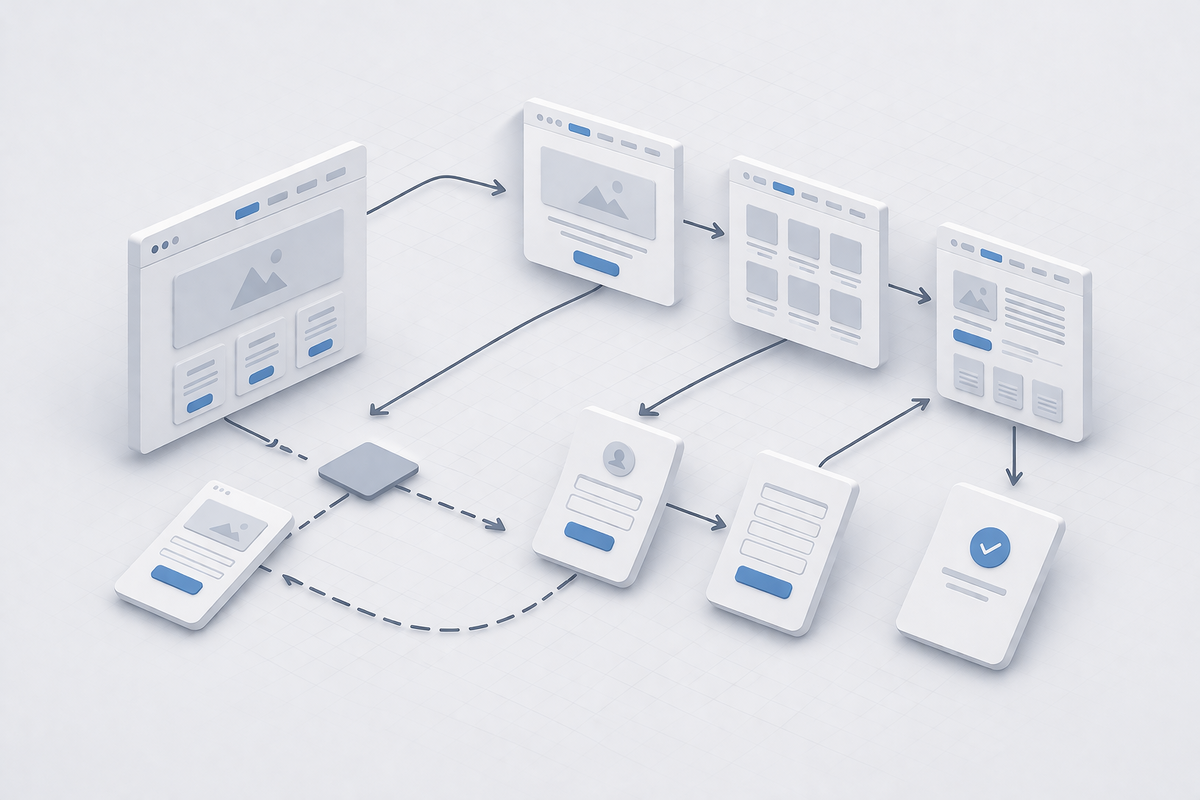 Проектирование структуры сайта и пользовательских сценариев для удобства навигации.