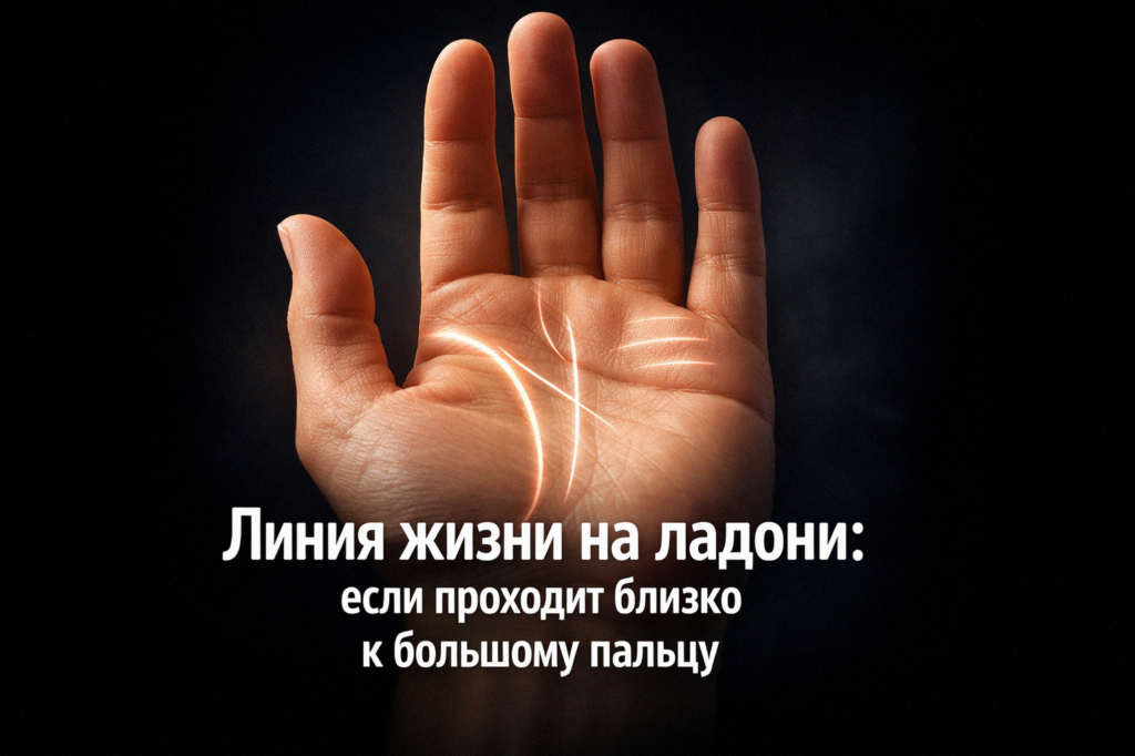    Изображение линии жизни на ладони с акцентом на большой палец admin