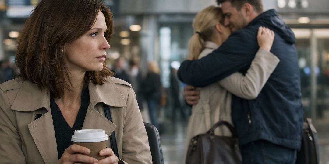 Мир Анны будто замер в шумном аэропорту… когда среди толпы она увидела мужа, нежно обнимающего молодую незнакомку — и всё стало ясно…