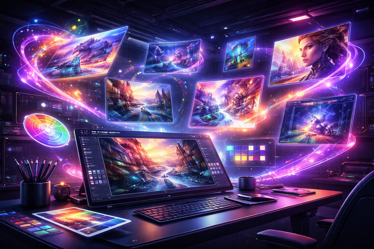 Нейросети для работы с изображениями создают дизайн и иллюстрации в цифровом пространстве.