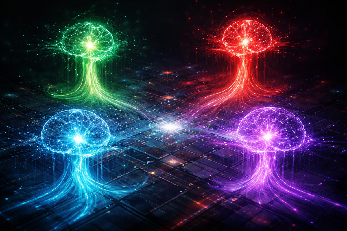 Сравнение ChatGPT vs YandexGPT, DeepSeek и GigaChat в 2026 году в виде визуального противостояния ИИ.