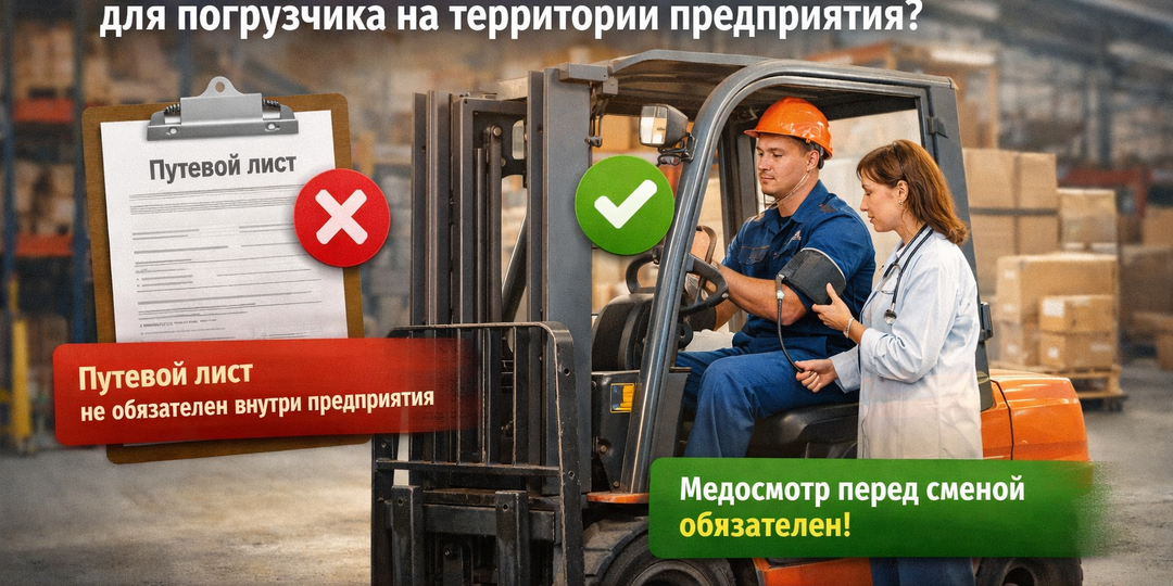 🚚 Нужны ли путевой лист и предсменный медосмотр для погрузчика, который не выезжает за территорию