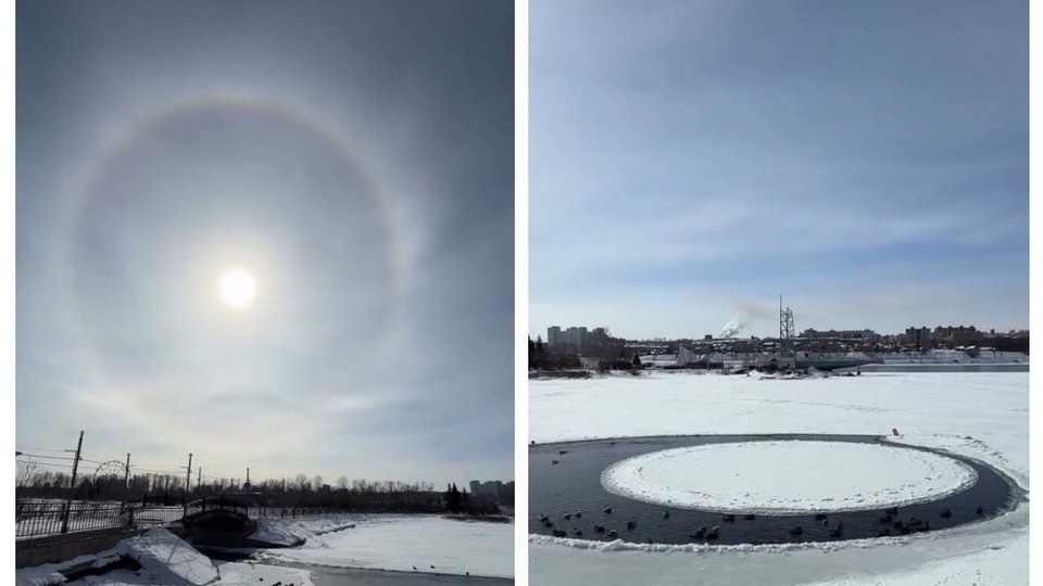 Один круг на небе, другой - на воде: жители Иркутска одновременно наблюдали два необычных явления
