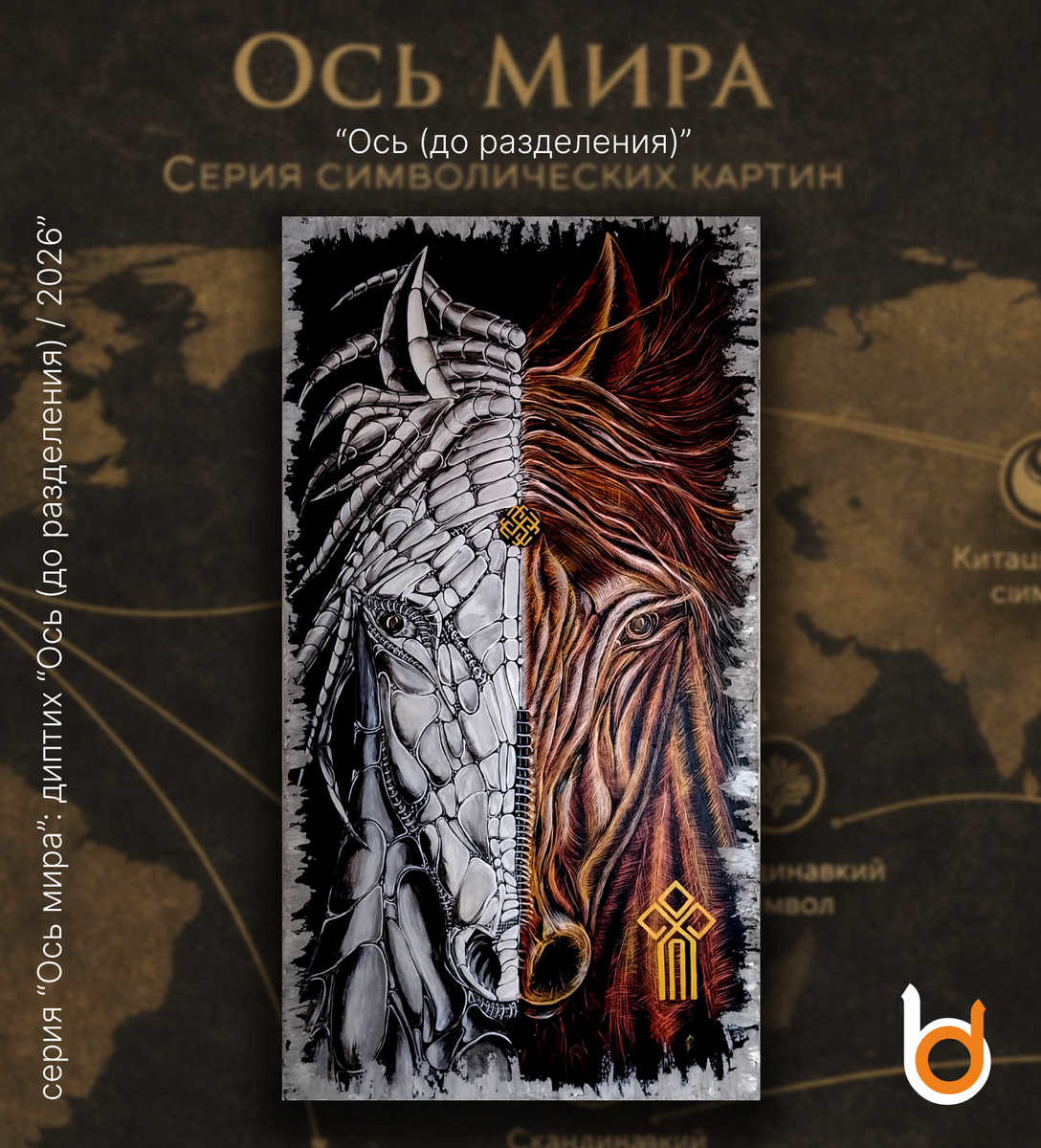 Серия "Ось мира":диптих "Ось (до разделения) / 2026". Дарья Белых. 2026