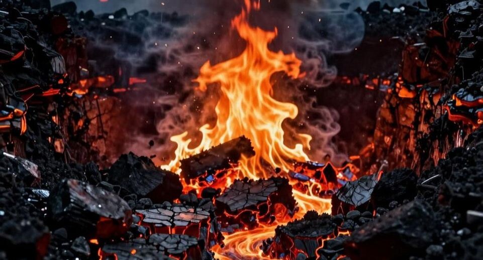 «Портал в ад» из огненной расщелины: в Сети обеспокоены безрассудством автора, который подошел вплотную к пылающему провалу