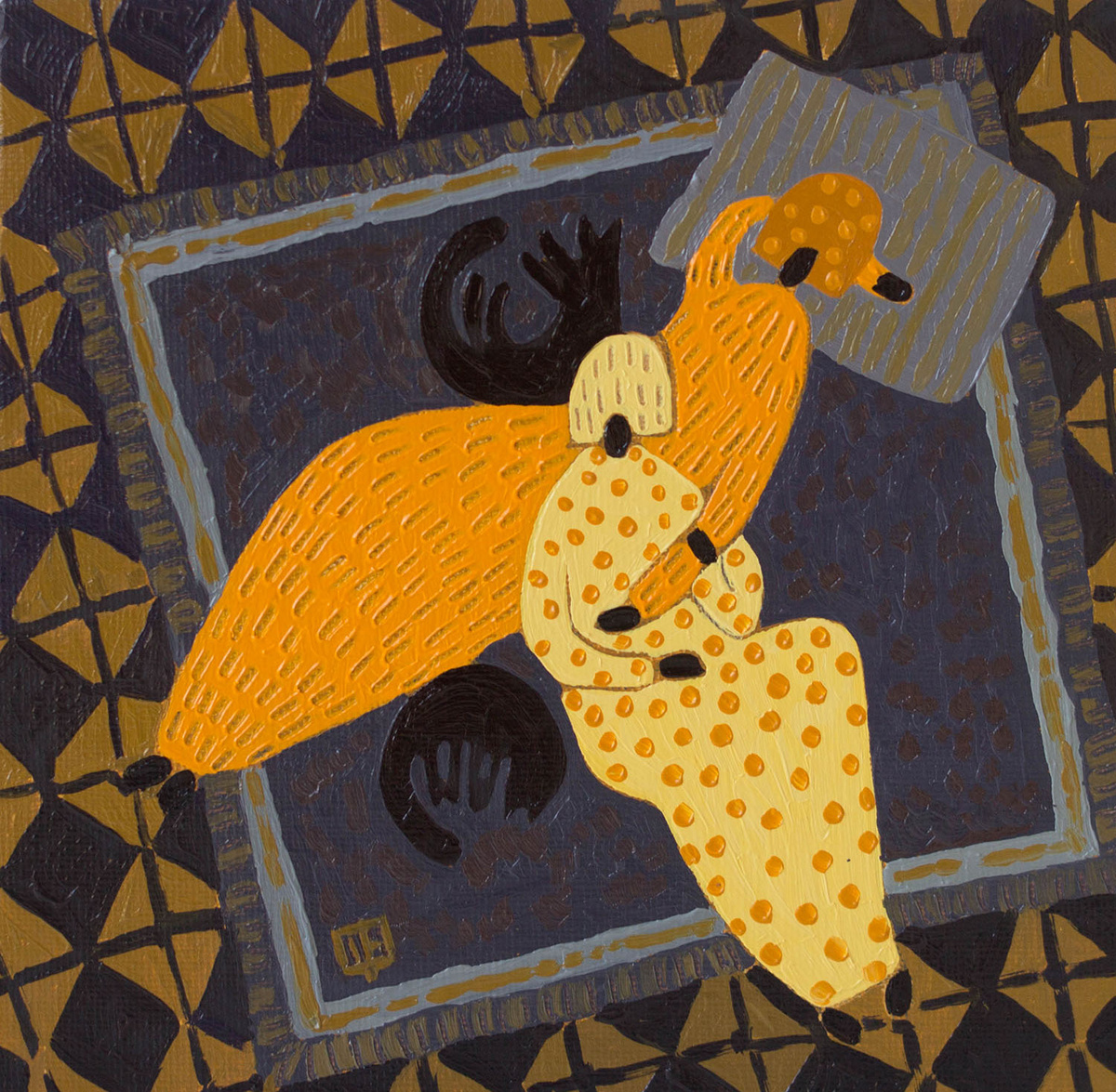 "Теплые коты" 15*15 см холст на картоне, масло. 