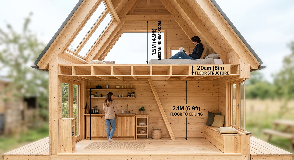 Визуализация правильного расчета высоты антресоли в маленьком доме