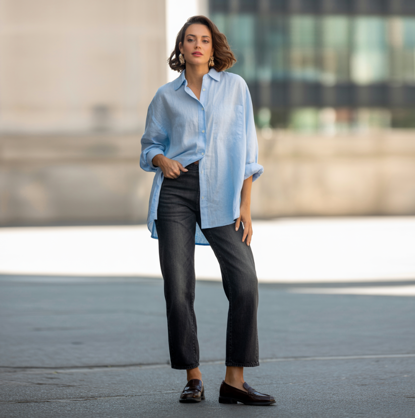 Льняная рубашка оверсайз 2026 — один верх, три разных образа