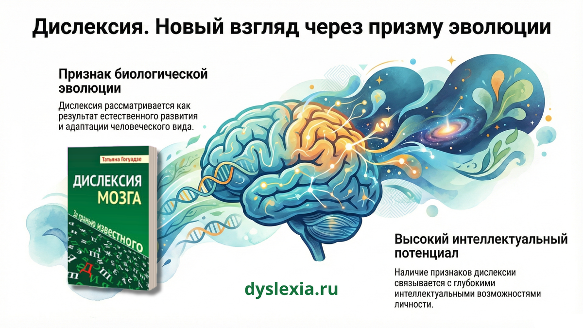 Об этом написано в книге специалиста по дислексии Татьяны Валерьевны Гогуадзе (2016). 