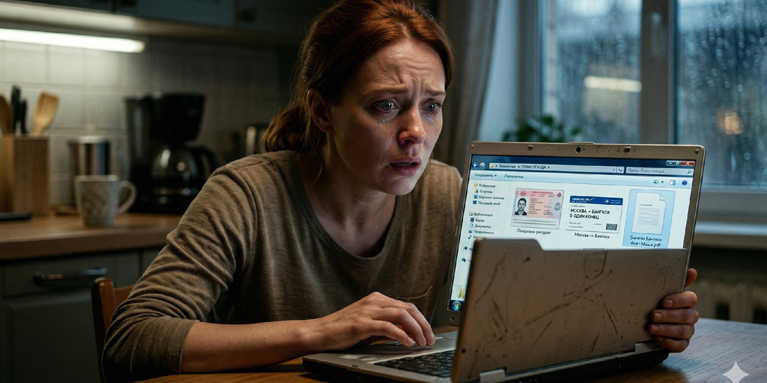 Отдала старый ноутбук мужа в ремонт. Мастер позвонил и спросил, что делать с папкой «План отхода», где лежат сканы моих документов и билеты