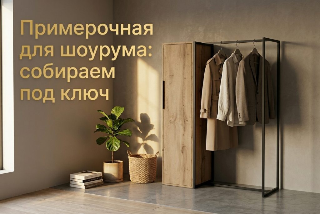    Готовая примерочная зона для магазина одежды с полным оснащением. GROSTAT