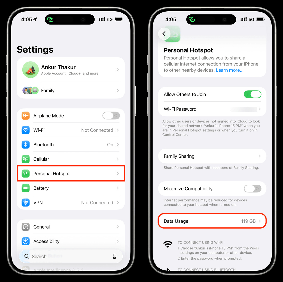     В настройках режима модема появился новый пункт. Изображение: idownloadblog.com