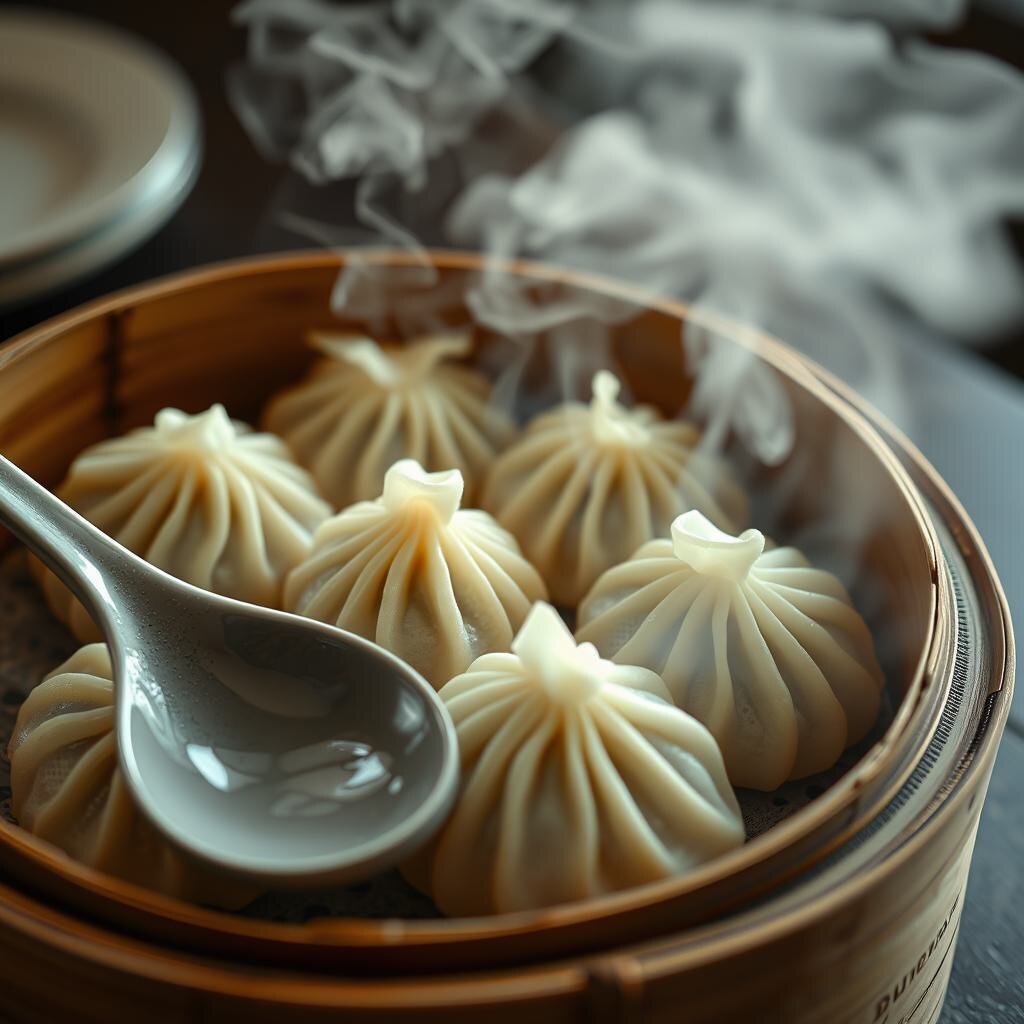 Димсамы в бамбуковой пароварке