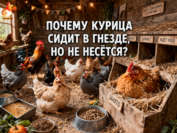 Сидит, думает, смотрит в вечность – почему курица сидит в гнезде, но не несётся 🐔🥚