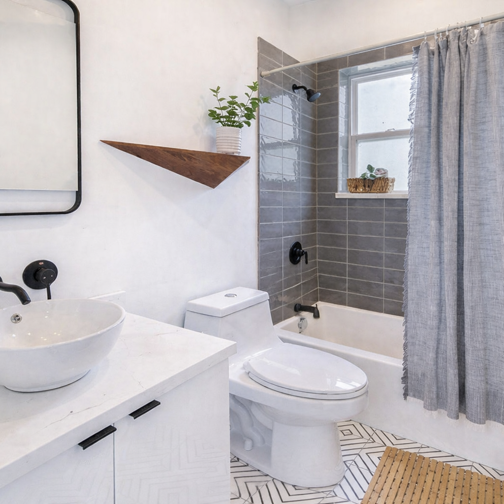 Вариант бюджетной ванной комнаты