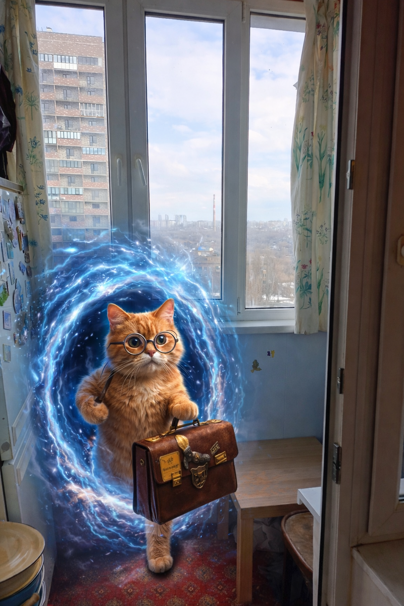 Доктор Мурр выходит из "временной дыры " на моей лоджии 