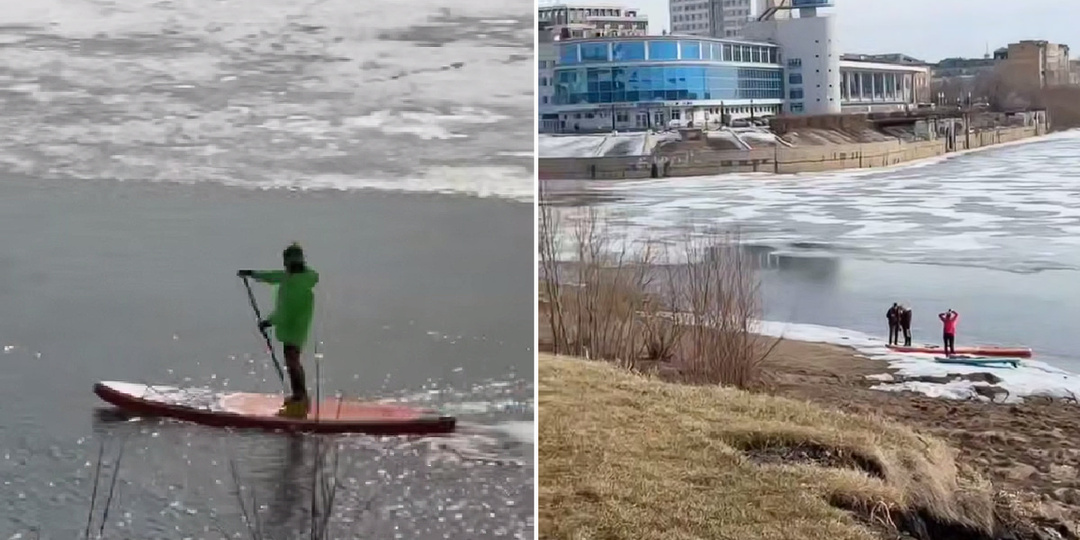 Отчаянные омичи уже открыли сезон сапбординга на Иртыше