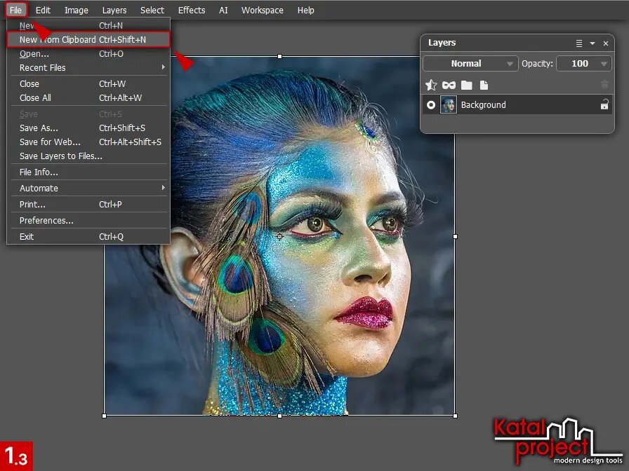 Пункт New From Clipboard (Новый из буфера) в меню File (Файл)