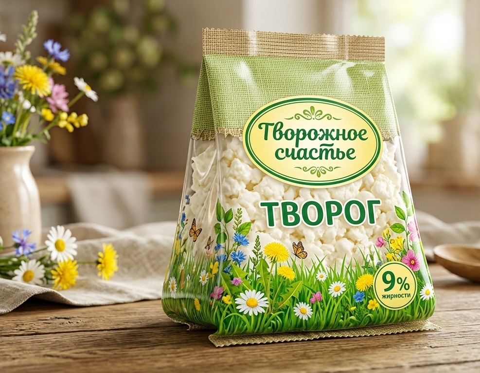 Творог в пакете "подушка" с сформированным дном