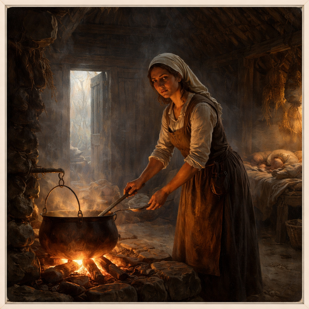 Быт средневековой женщины. Создано ИИ