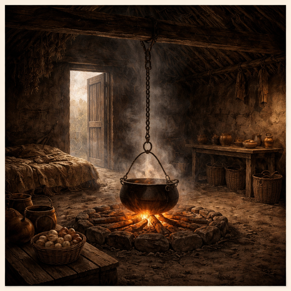Средневековая крестьянская хижина. Создано ИИ