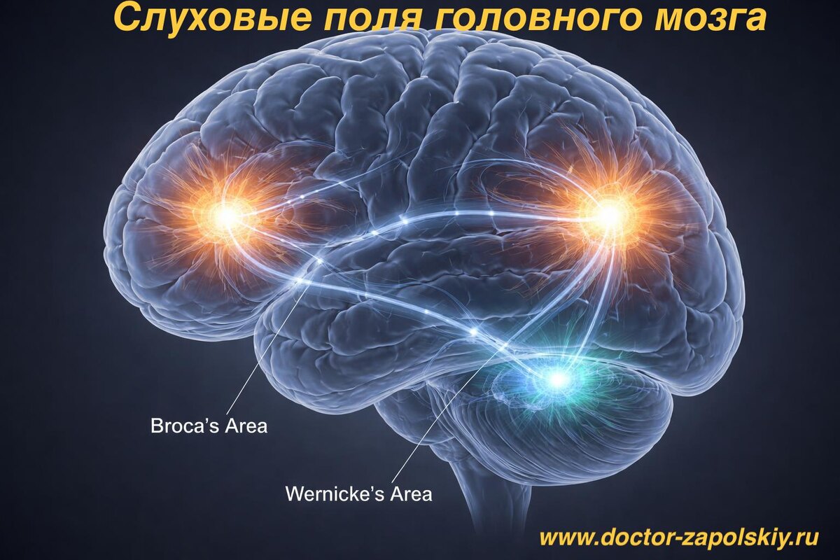 Слуховые поля - это особые зоны головного мозга, в которых генетически заложены основы развития речевой функции человека. 