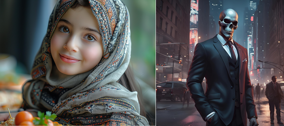 Image of arabian girl is from Freepik.com AI. Image of killer is by BrinMacen from Pixabay