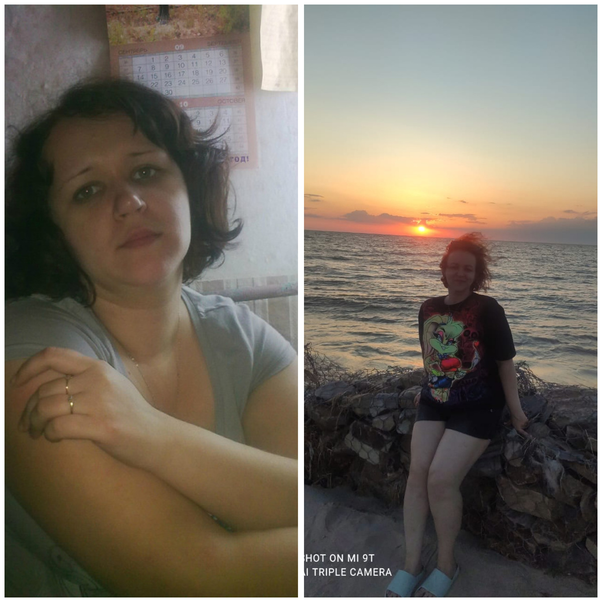 Первое фото сделано сто лет назад, второе- прошлым летом. Разница в 30 кг