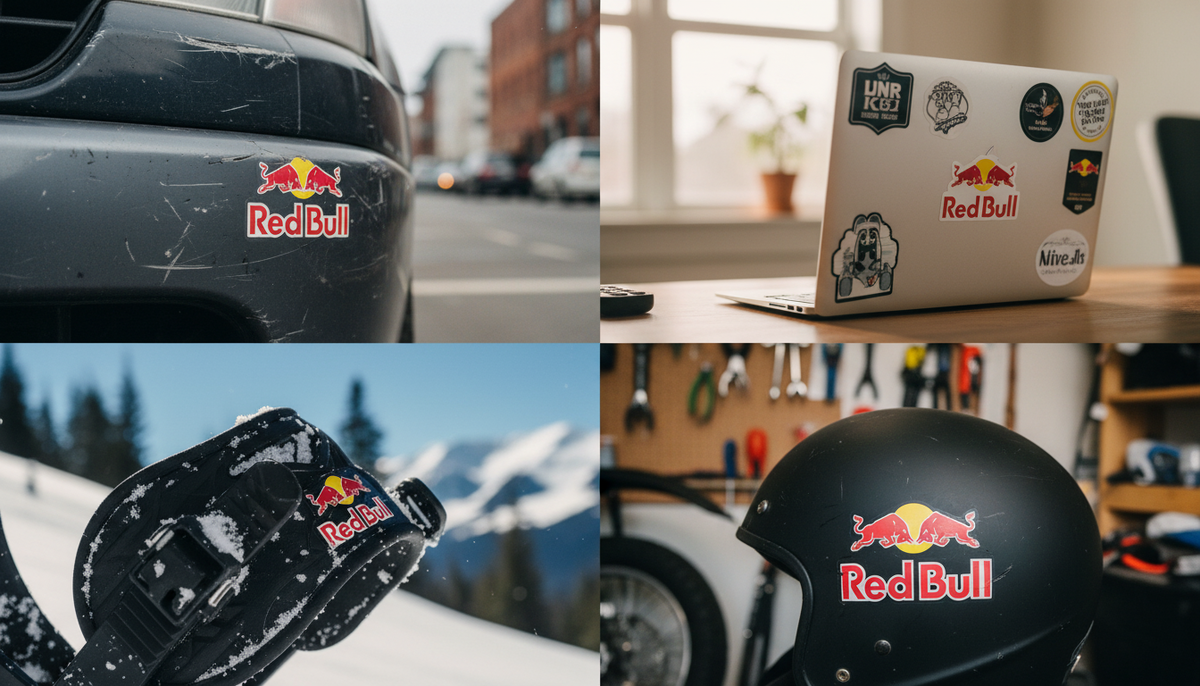 стикеры Red Bull на скейтборде и технике — вирусный брендинг без рекламного бюджета