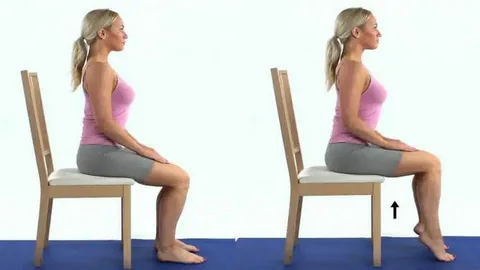 подъёмы камбаловидной мышцы сидя на стуле в офисе