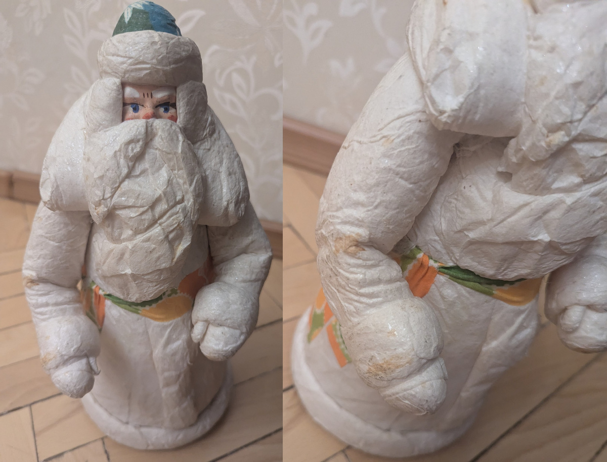 Ватный Дед Мороз 1972 г перед реставрацией 