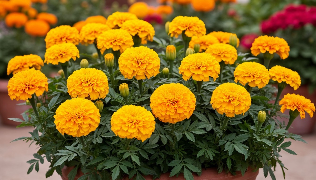 Фото автора. Яркие шапки бархатцев