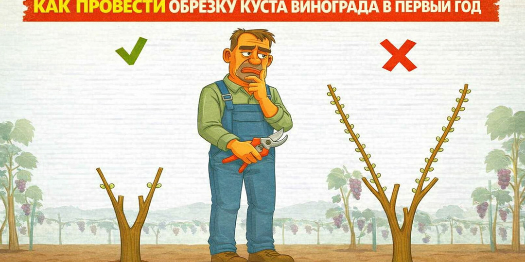 🍇 Весенняя обрезка однолетнего винограда на обратный рост! Как сформировать "правильный" куст!