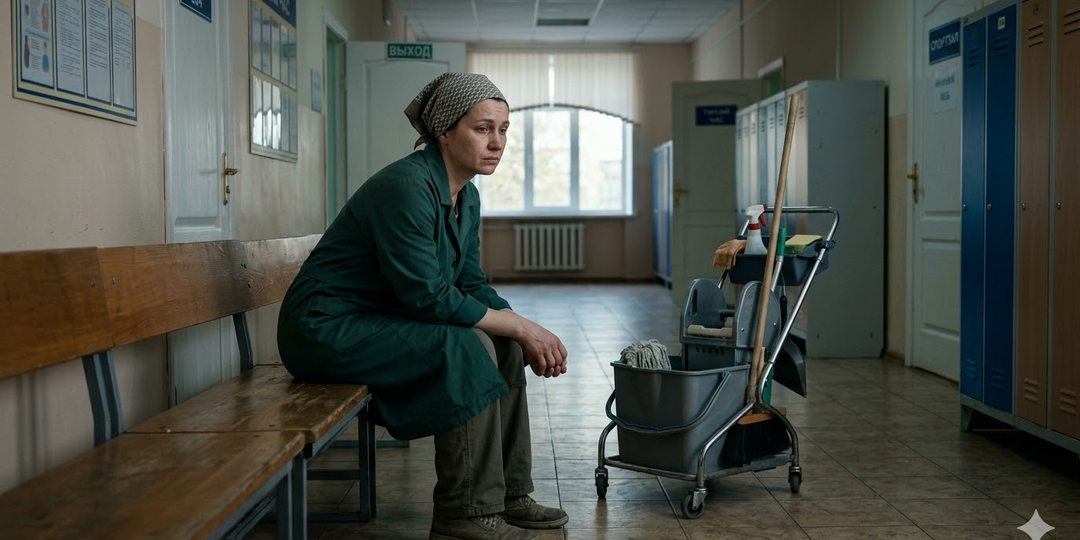 Мать освободилась и устроилась уборщицей в школу, где учился её сын, и год не решалась ему сказать