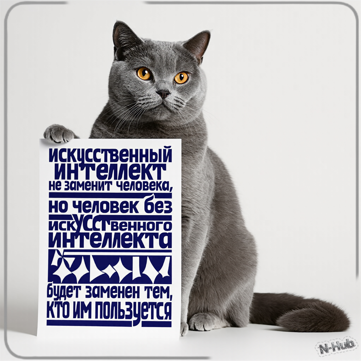 Кот с плакатом. Reve 1.5