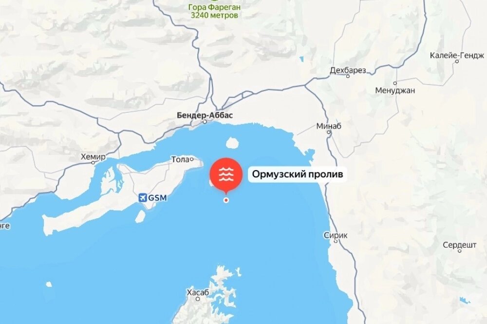    Ормузский пролив. Фото: Яндекс.Карты