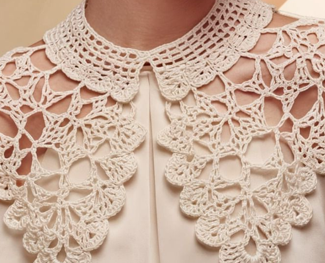 Изящные детали: легкие и элегантные воротнички, связанные крючком с подробными схемами