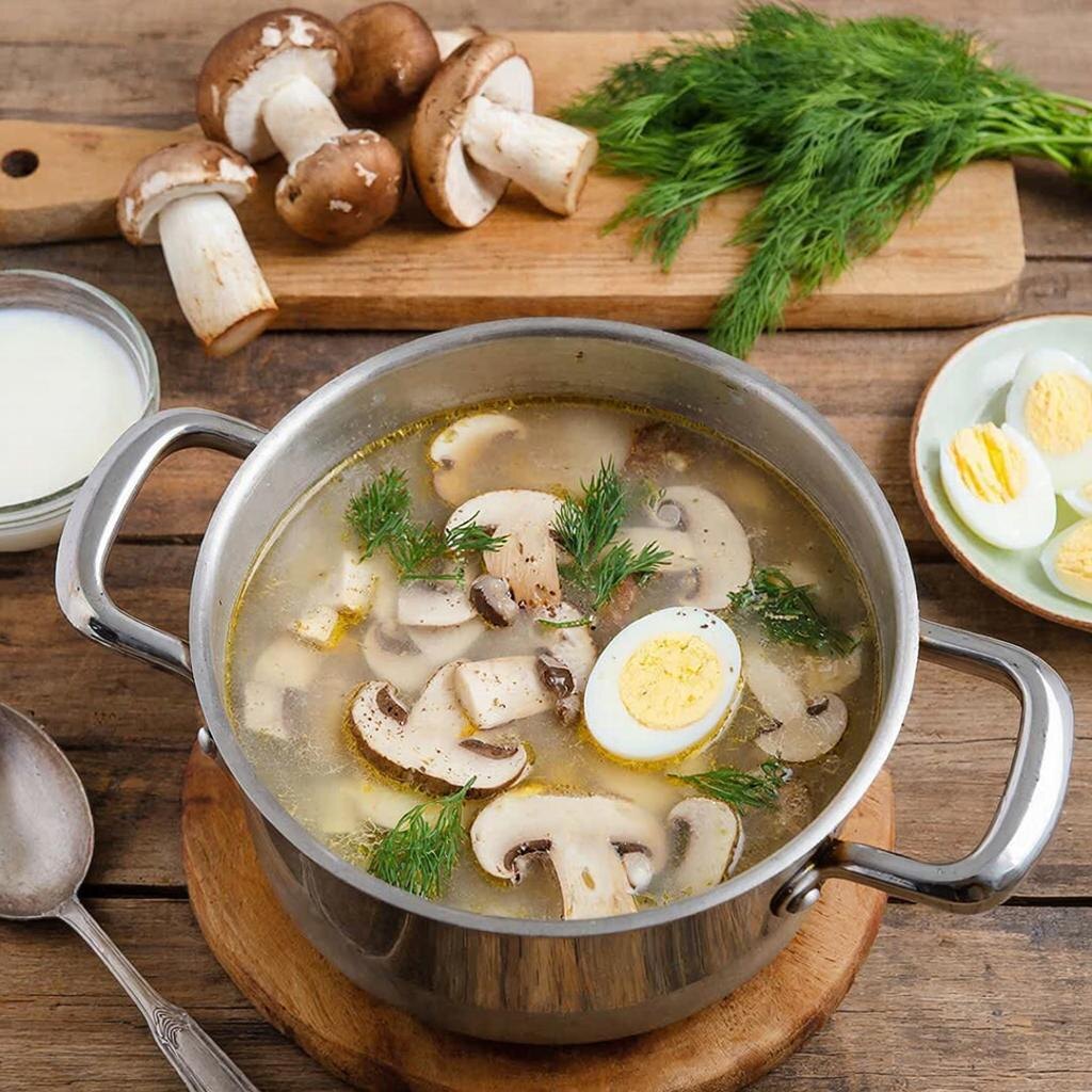 Грибной суп с укропом