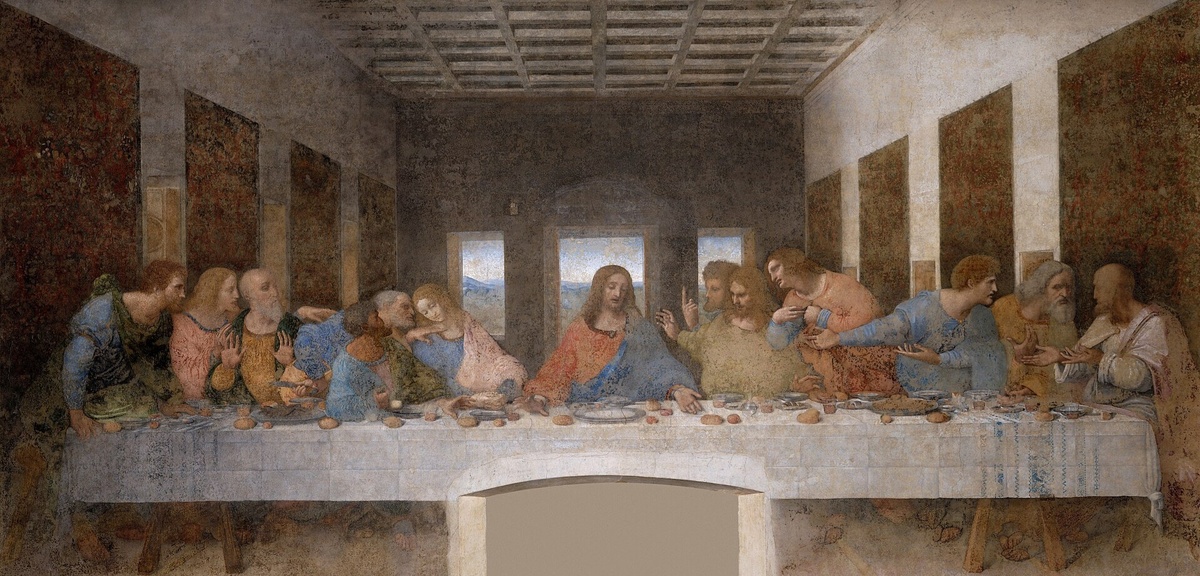 Леонардо да Винчи. Тайная вечеря (1495–1498 гг). Источник: Википедия