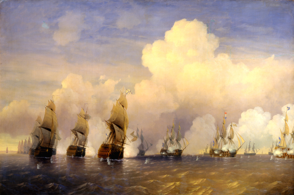 Сражение русского флота со шведским флотом в 1790 году вблизи Кронштадта при Красной Горке. 1866. Холст, масло