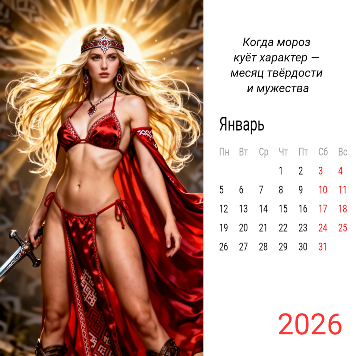 Год с воительницами: календарь 2026 вдохновлён русской культурой и стойкостью