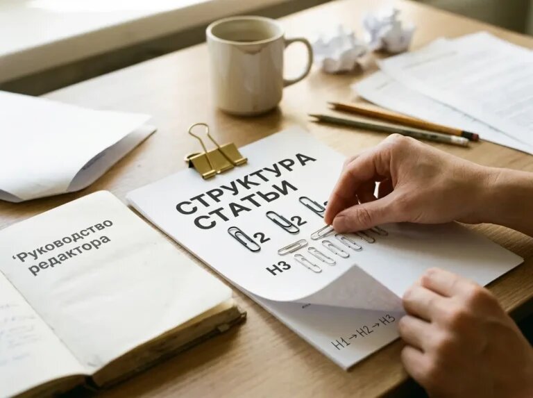    Видимая логика уровней: H1 собирает разделы, H2 группирует темы, H3 наводит порядок. "Kontenium"