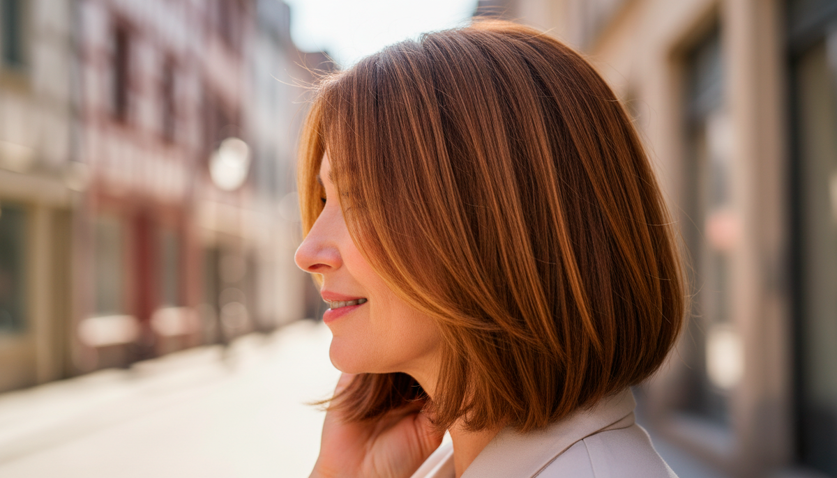 Удлиненные пряди у лица на 5-7 сантиметров ниже подбородка - работает как вертикаль