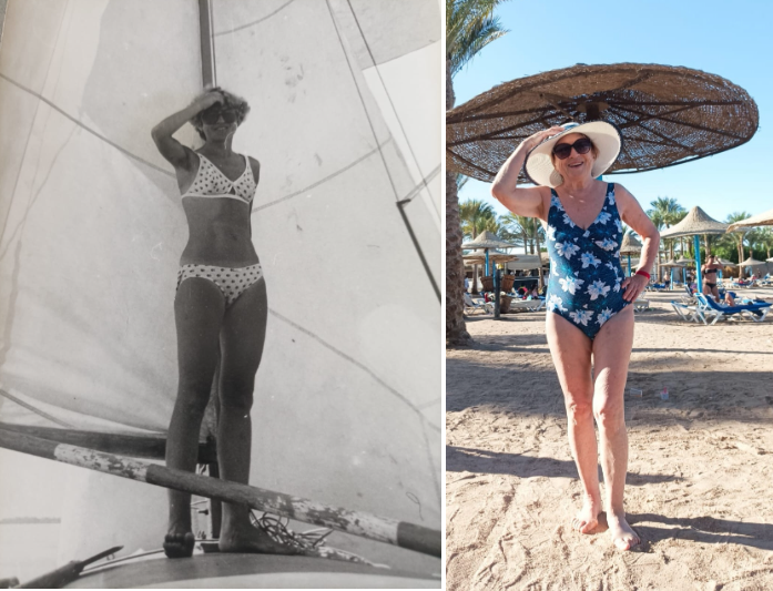 На фото: Долой скромность! Это я в 29 лет и в 76. Без ретуши и без ИИ. Какая есть. Ничего не скрываю. / Фото из архива автора