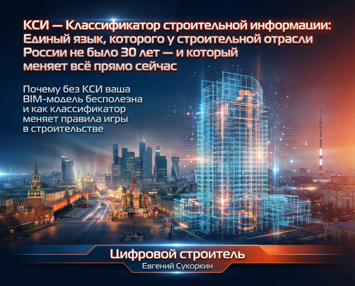 Ваша BIM-модель может быть сделана идеально — и при этом быть бесполезной. Если в ней нет кодов КСИ, она не говорит с государством, со сметой и с другими участниками рынка. Это уже не теория.