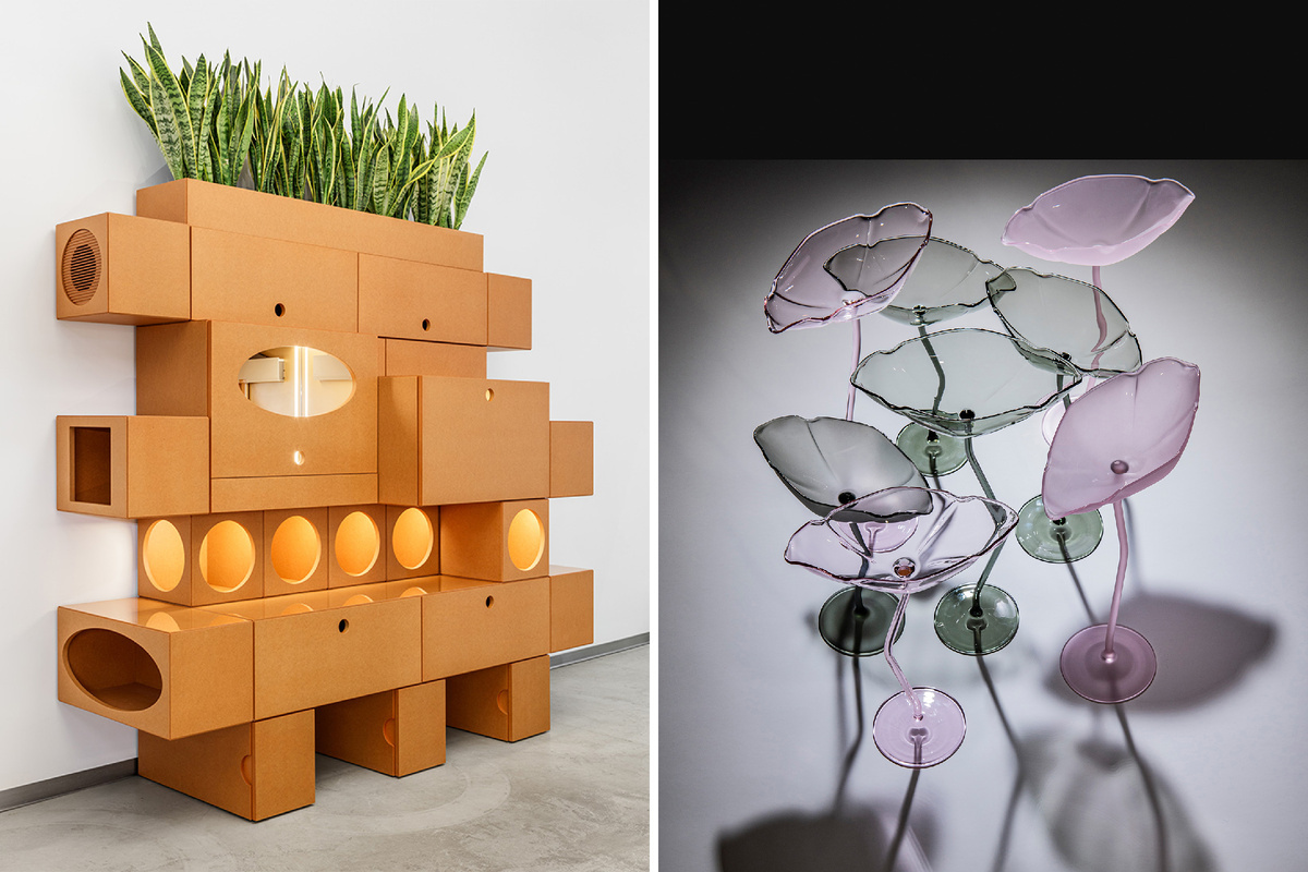 Модульная система Bricks, бренд PROTO, дизайнеры Кирилл Губернаторов и Мария Вертинская. // Серия бокалов «Сон в летнюю ночь», автор Анастасия Панибратова. 
