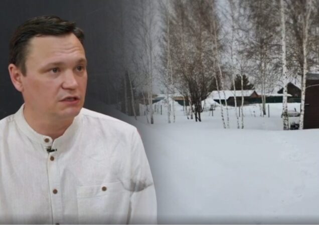    Евгений Фатхутдинов и его участок, где должен был стоять дом