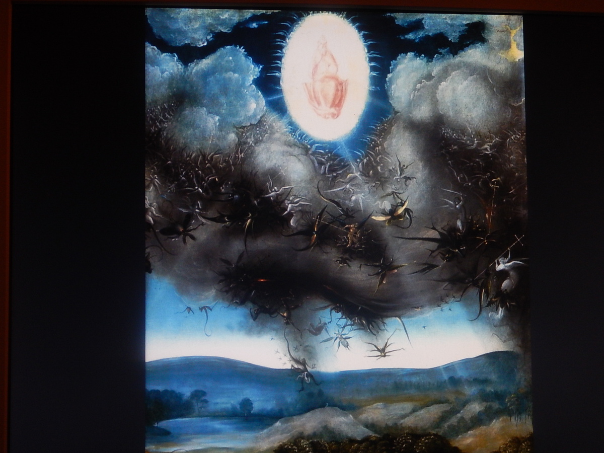 КАРТИНА ГОЛАНСКОГО ХУДОЖНИКА БОСХА 15 ВЕК рисовал дроны и спутниковы антены и лесантные корабли невидимки что делают десант открытием пердней чати корабля (это было придумано изобретено только чпустя 400 лет  на фото христос с окружении дронов картина 15 века босха художника срадних веков что видел сквозь время (аналог сегодня летал в новостях тв над росией типа зонд сказали по тель авивдению россии